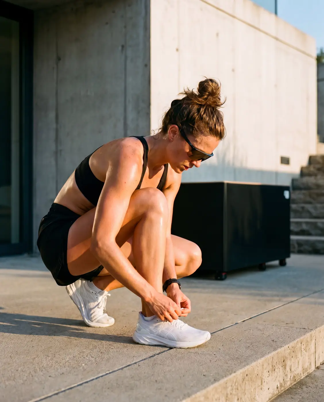 Sportlerin bei ihrer Regenerationsroutine